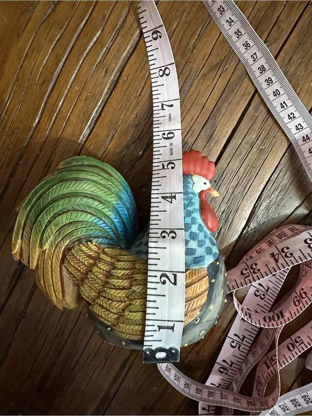 Rooster Folk Art Figurine in Hard Plastic Polyresin